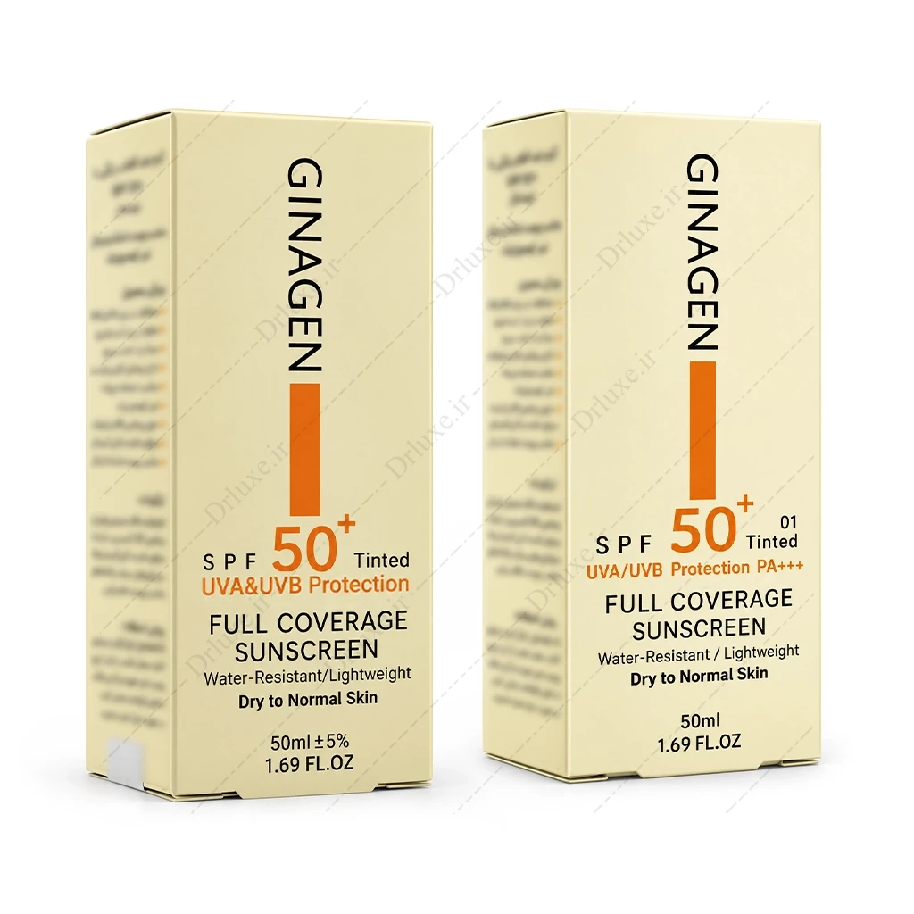 کرم ضد آفتاب رنگی ژیناژنSPF50 پوست خشک 50 میلی لیتر